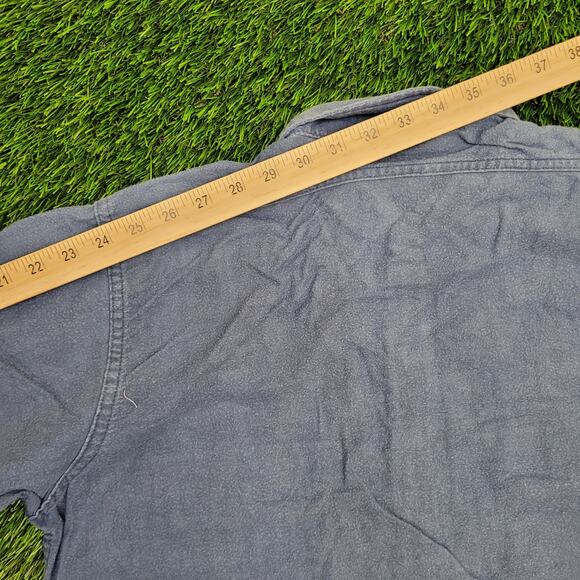 Vintage 80s Woolrich Flannel Button Shirt Womens Large 23x28 Blue Boyfriend - Picture 4 of 13